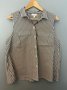 J. Jill Striped Sleeveless Button-Down Shirt